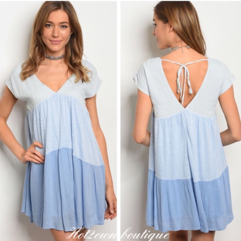 ONLY 1 LEFT Color block blue ombre swing dress